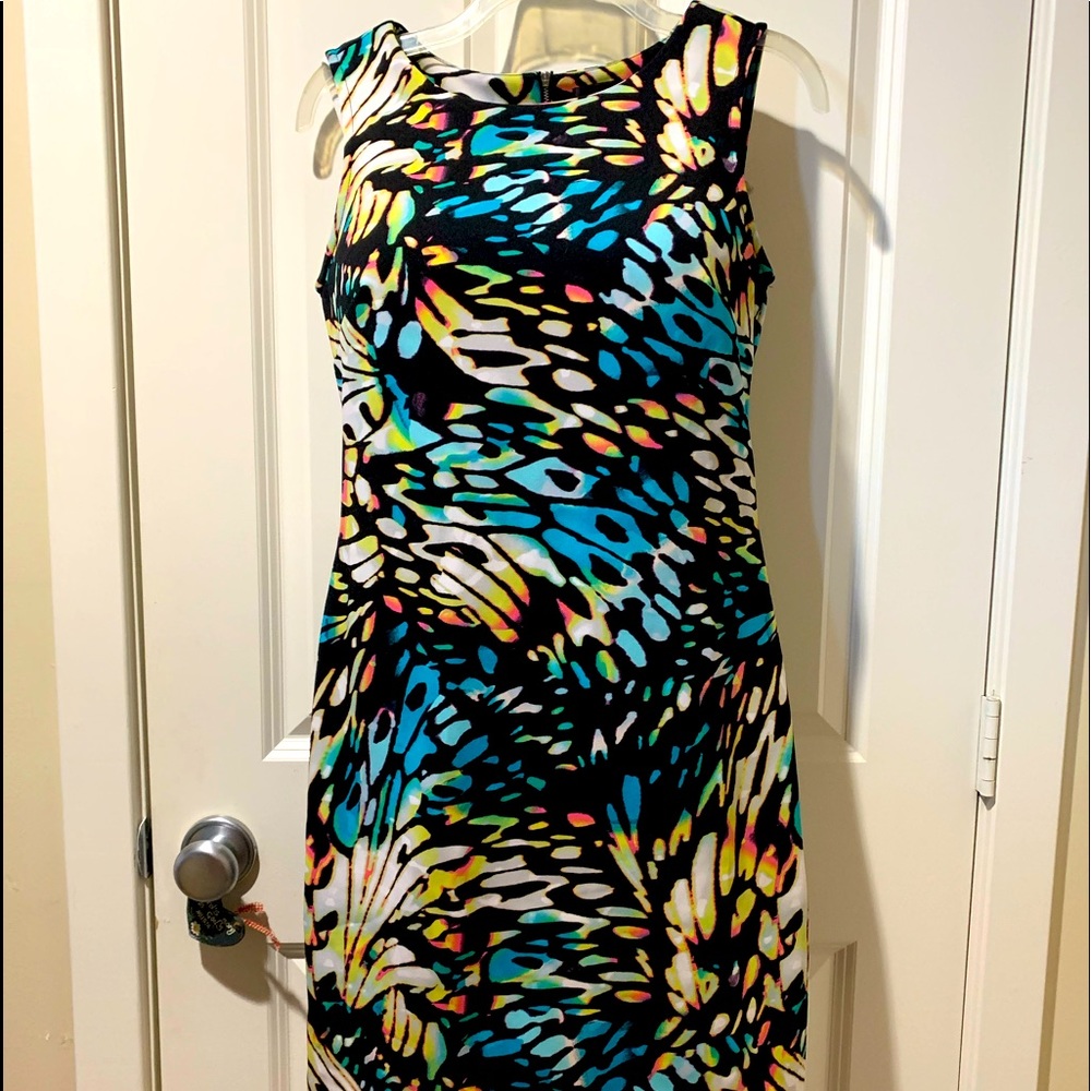 Worthington sleeveless dress Size S. Black/multicolor butterfly wings print